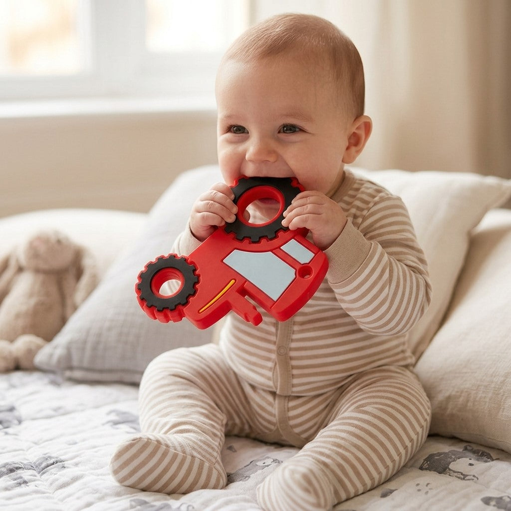 Red Tractor Silicone Baby Teether